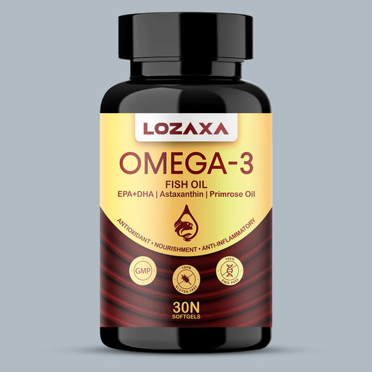 Lozaxa ® Omega-3 Capsules | Salmon Fish Oil 1000mg - Advanced Formula with Astaxanthin and Primrose oil