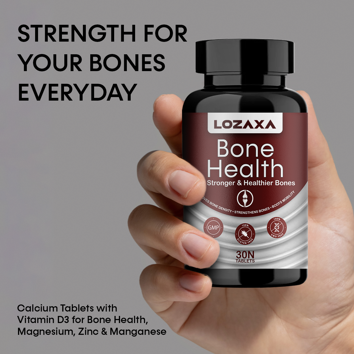 Lozaxa ® Calcium Tablets with Vitamin D3 for Bone Health | With Magnesium, Zinc & Manganese